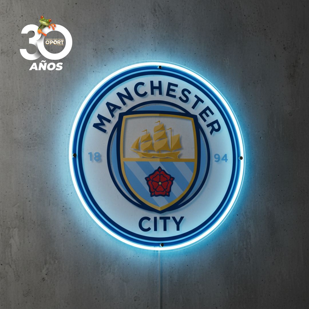 Logo Manchester City en Acrílico con Luz Neón LED Azul
