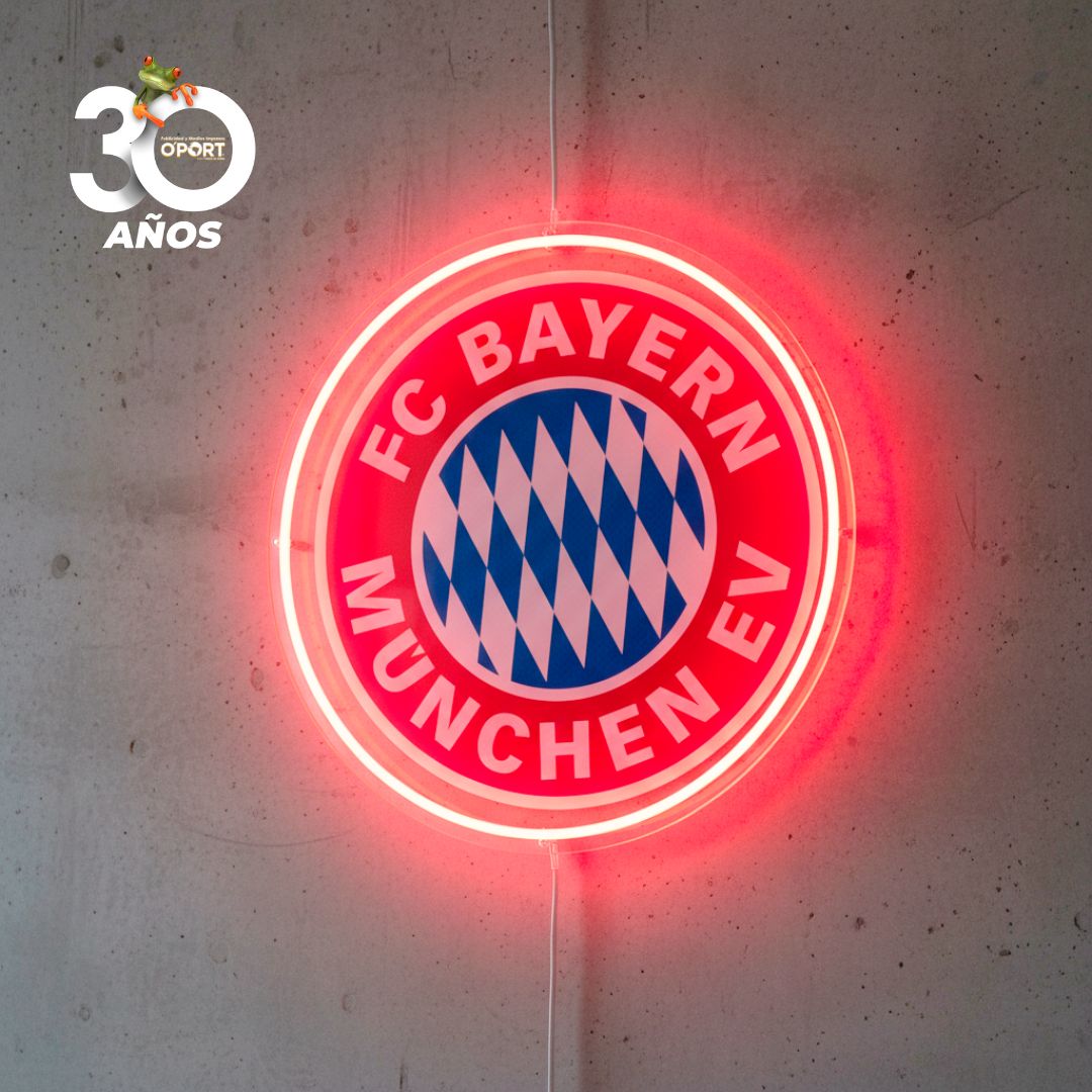 Logo FC Bayern Múnich en Acrílico con Luz Neón LED Roja