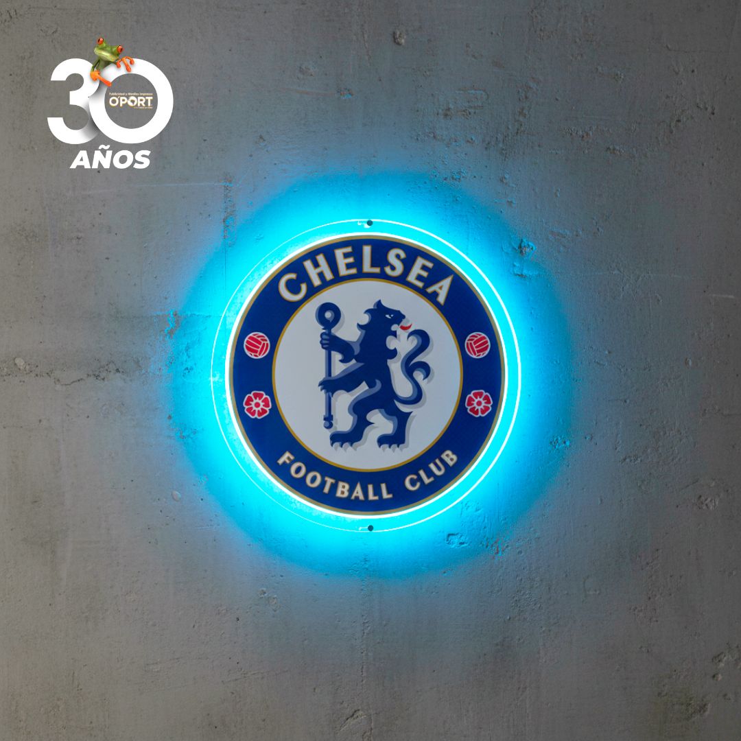Logo Chelsea FC en Acrílico con Luz Neón LED Azul