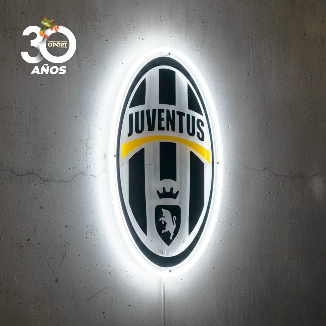 Logo Juventus FC en Acrílico con Luz Neón LED Blanca