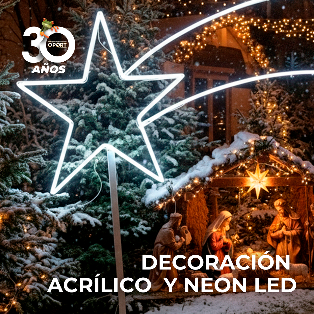 Estrella de Belén Acrílica con Luz Neón LED