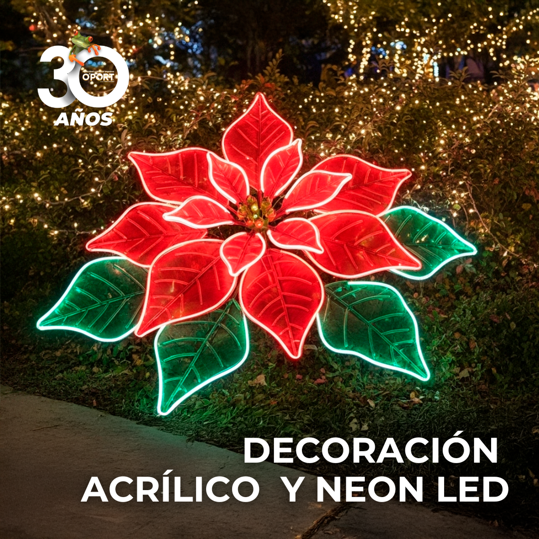 Flor de Nochebuena Acrílica con Luz Neón LED
