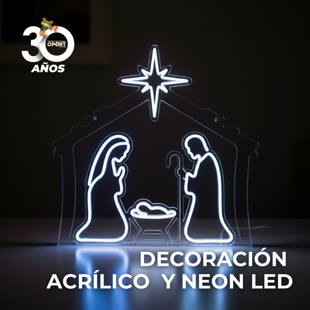 Nacimiento Acrílico con Luz Neón LED Blanca