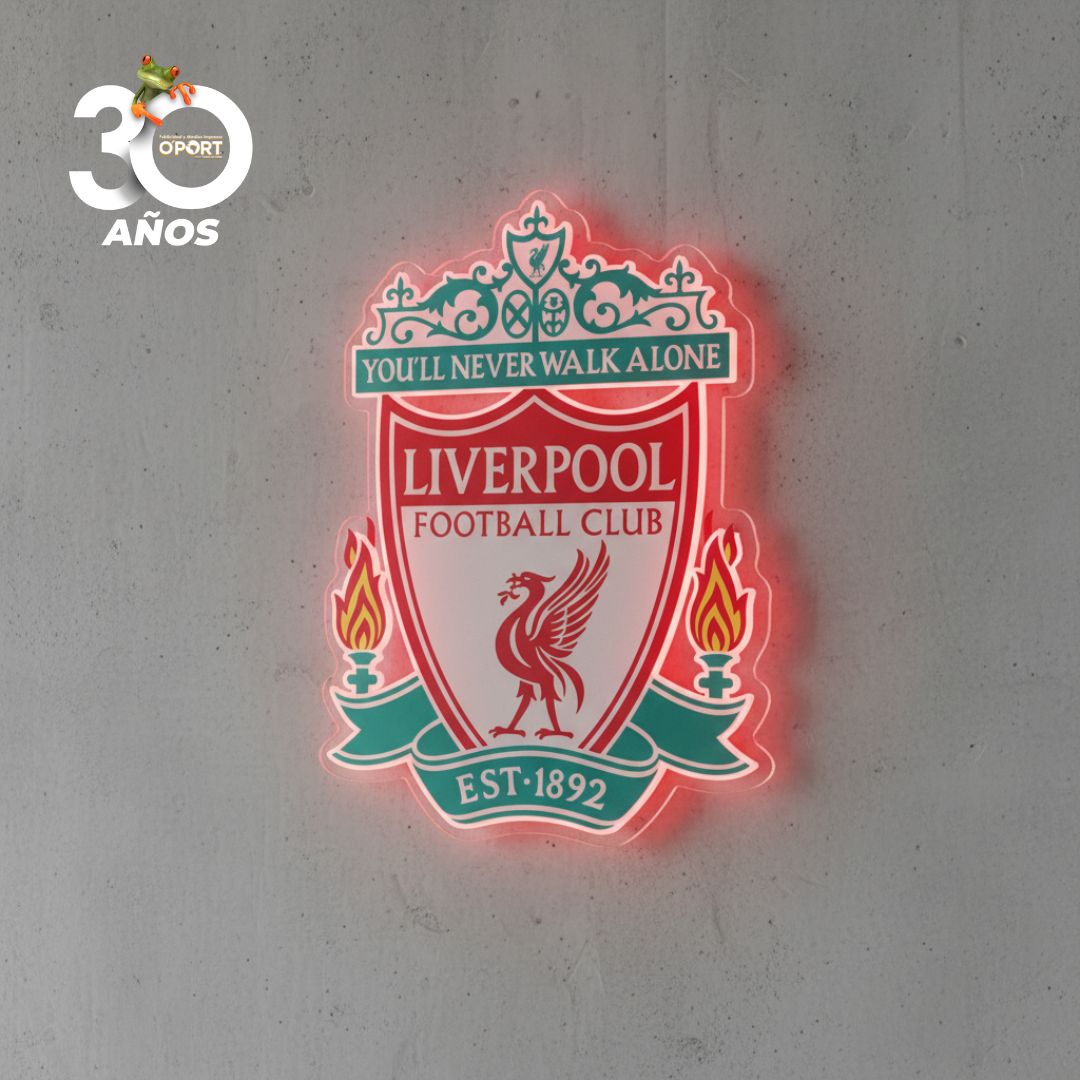 Logo Liverpool FC en Acrílico con Luz Neón LED Roja