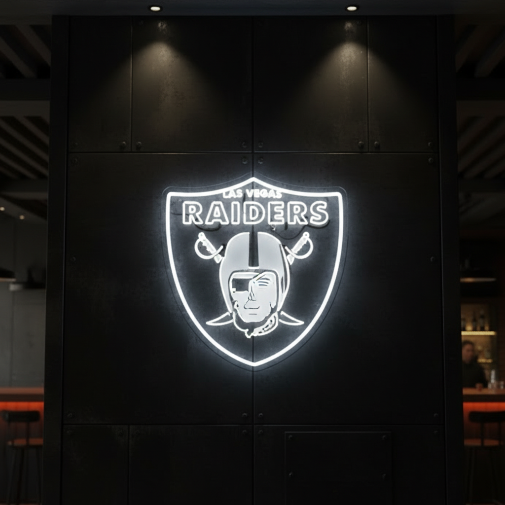 Acrílico Neón LED Las Vegas Raiders – Edición Black & White