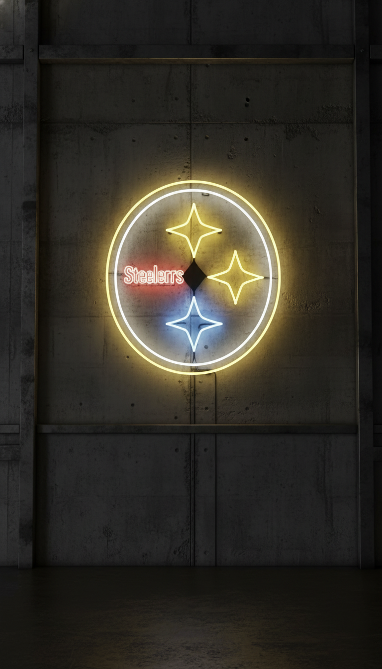 Acrílico Neón LED Pittsburgh Steelers – Edición Tri-Star Premium
